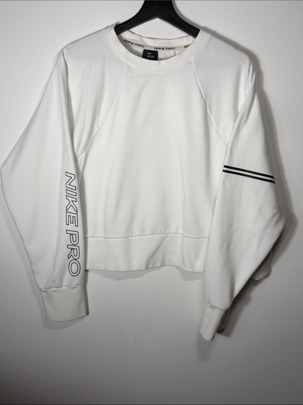 Nike Pro Dri-FIT White Cropped Sweatshirt Pullover XL